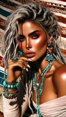 Naklejka premium Turquesa Mística: Belleza y Encanto