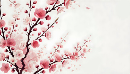 Fototapeta premium pink blossoms on spring background horizontal Japanese cherry blossoms sakura flowers wallpaper