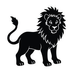 Lion Silhouette Vector Art - Black Color Lion Design Illustration