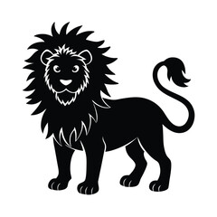 Lion Silhouette Vector Art - Black Color Lion Design Illustration