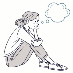 a girl is thinking vector 