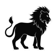 Lion Silhouette Vector Art - Black Color Lion Design Illustration