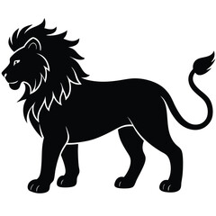 Lion Silhouette Vector Art - Black Color Lion Design Illustration