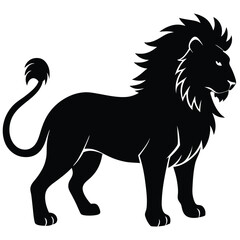 Lion Silhouette Vector Art - Black Color Lion Design Illustration