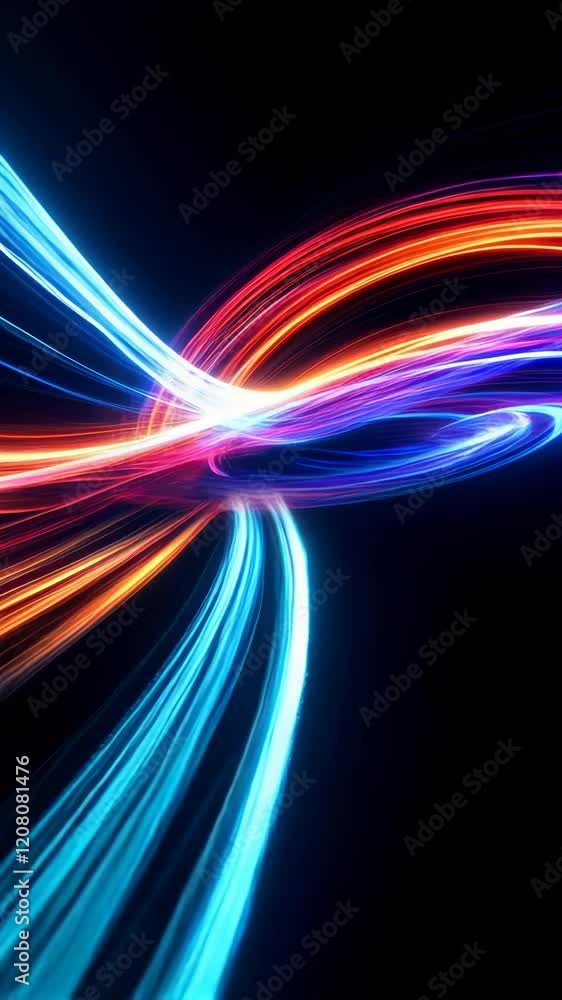 Poster colorful light trails create dynamic abstract patterns and smooth motion effects on dark background