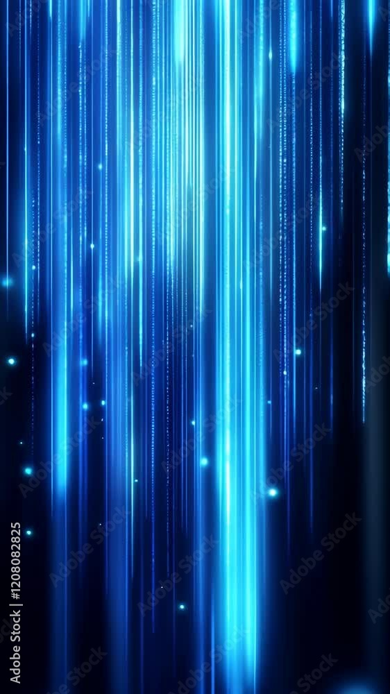 Aufkleber futuristic digital background with blue light streaks creating cascading abstract effect