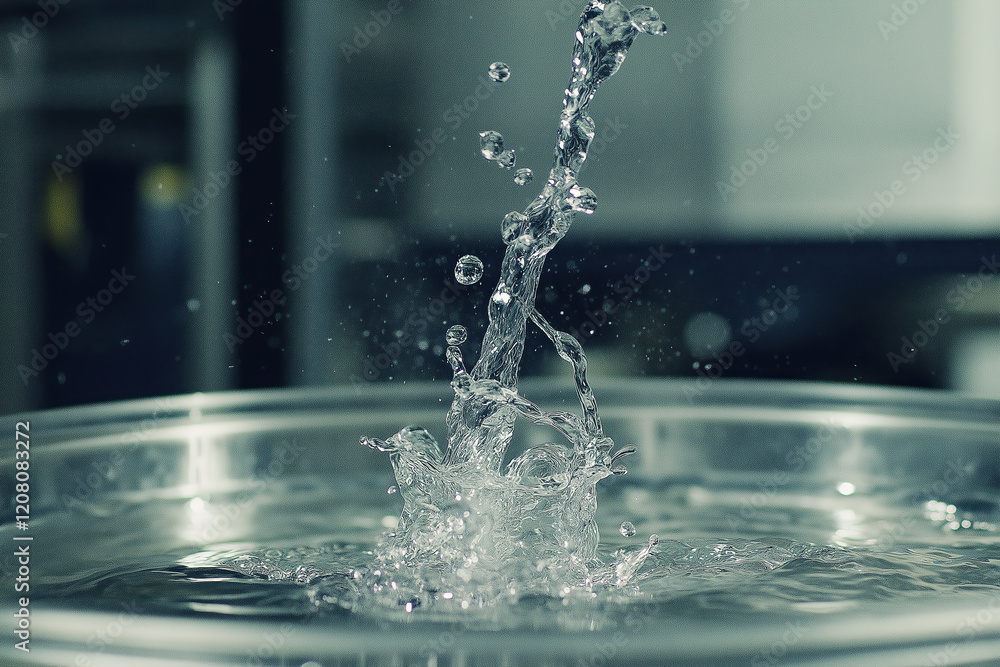 Poster A high-speed shot of water droplets creating a rippling pattern in slow motion