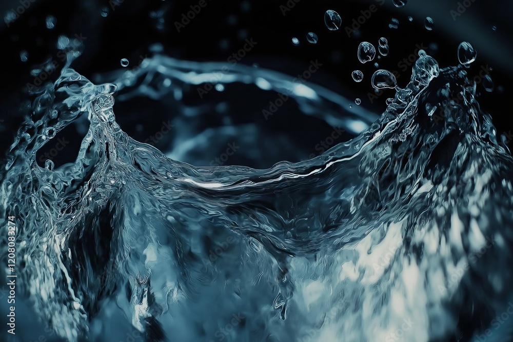 Poster A high-speed shot of water droplets creating a rippling pattern in slow motion