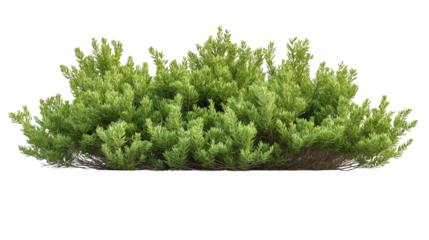  A photograph of an isolated, thick, and dense juniper bush isolated on Transparent PNG format background. 