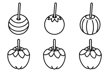 Minimalist Caramel Apple Vector Set