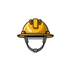 Cartoon Illustration of a Bright Yellow Construction Helmet