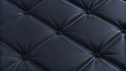 Naklejka premium Close-up view of dark padded upholstery with tufted design and stitch details