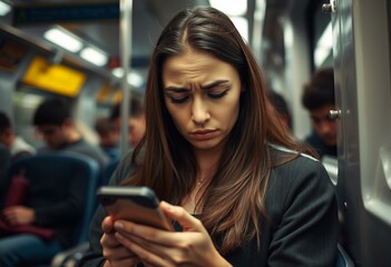 Tired woman on a crowded train
