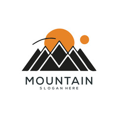 Set of vector mountain and outdoor adventures logo designs.
