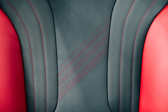 black and red car interior upholstery