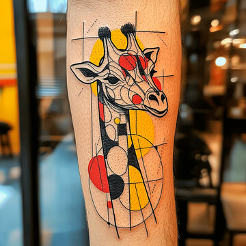 Tattoo de jirafa colorida