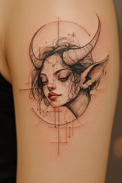 Tattoo de elfa con cuernos