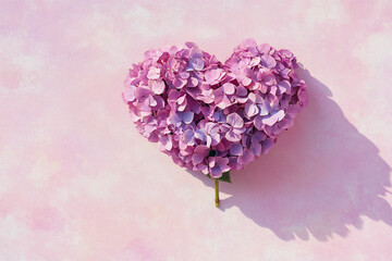 Obraz premium A pink hydrangea flower in the shape of a heart.