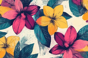 Floral illustration collection featuring sketched flowers and leaves for stunning wallpaper, print designs, clipart, or unique home decor enhancements