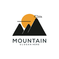 Set of vector mountain and outdoor adventures logo designs.
