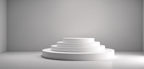 Obraz premium White abstract podium for product presentation with geometric shapes