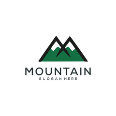Set of vector mountain and outdoor adventures logo designs.
