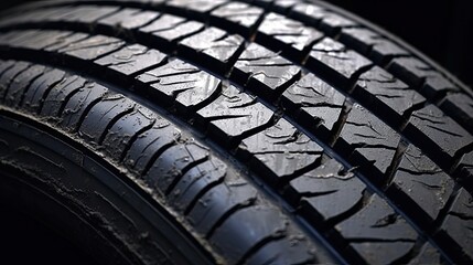 Dangerously Bald Tires: Tear Marks on Old, Worn Rubber Tires. Unsafe for Vehicle Use