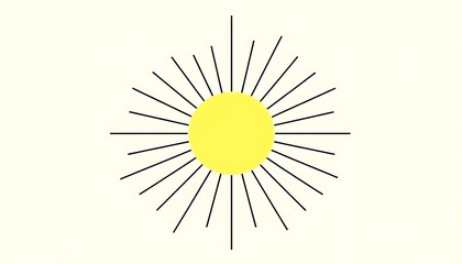 Obraz premium Simple Yellow Sunburst Minimalist Art Print