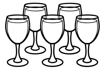 Minimalist Wine Glass Line Art Set