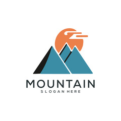 Set of vector mountain and outdoor adventures logo designs.
