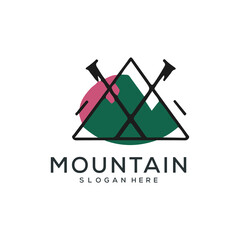 Set of vector mountain and outdoor adventures logo designs.
