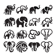 Elephant Icon Silhouette Vector Art, Elephant logo, African Elephant Vector illustration in the forest linear Stock Vector Image
