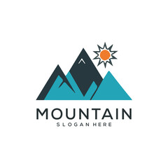 Set of vector mountain and outdoor adventures logo designs.
