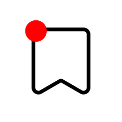 Bookmark icon or marker symbol on transparent background