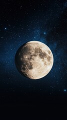 Fototapeta premium Majestic Full Moon Illuminating Starry Night Sky Over Earth
