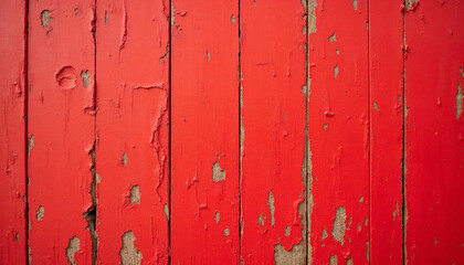 Obraz premium Old vintage wooden wall siding floor with painting red paint peeling worn distressed grungy texture for background wallpaper 
