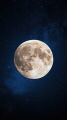Obraz premium Full Moon Illuminating Night Sky with Starry Background