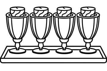 Modern Sundae Glass Line Drawings - Vector Set