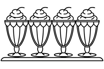 Modern Sundae Glass Line Drawings - Vector Set