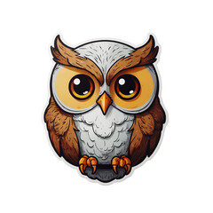 Fototapeta premium Adorable Cartoon Owl Illustration with Big Eyes and Colorful Wings on Black Background