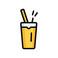 Refreshing Yellow Drink with Straw Icon