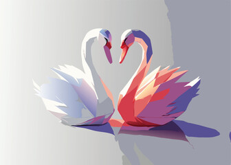 Fototapeta premium two swans on the water vector 