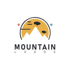 Set of vector mountain and outdoor adventures logo designs.

