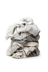 Big pile of dirty laundry, isolated on white background