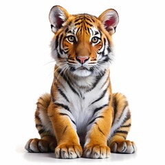 Obraz premium Angry Tiger on White Background Wildlife Photography