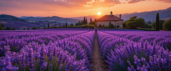lavender field at sunset