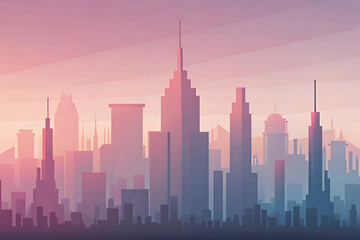 Obraz premium city skyline at sunset