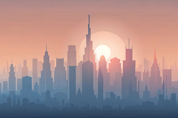 Obraz premium city skyline at sunset