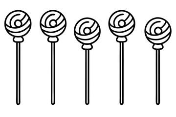 Monochrome Lollipop Vector Line Set