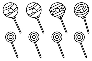 Monochrome Lollipop Vector Line Set